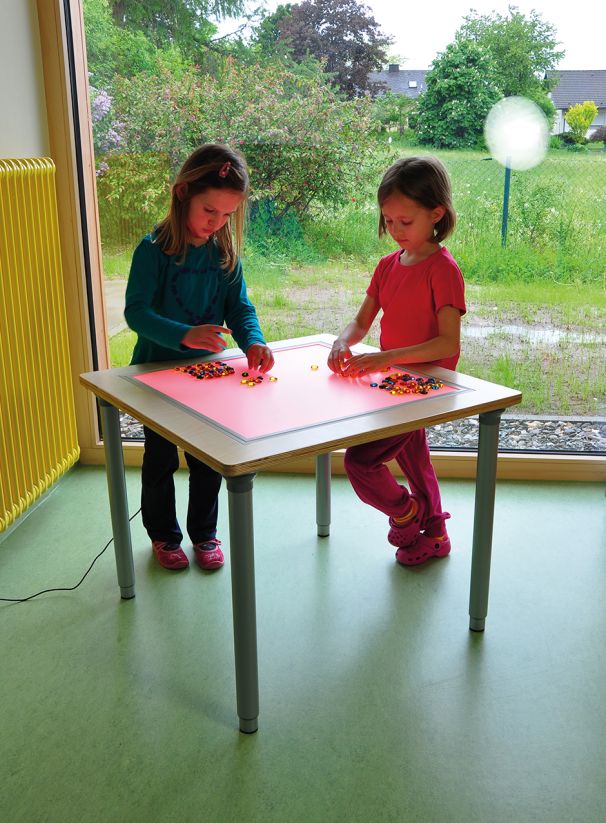 Leuchttisch farbig - höhenverstellbar L/B/H: 75 x 75 x 60/80 cm, inkl. Fernbedienung