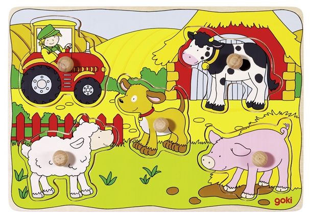 goki - Steckpuzzle "Auf dem Bauernhof", 5-teilig