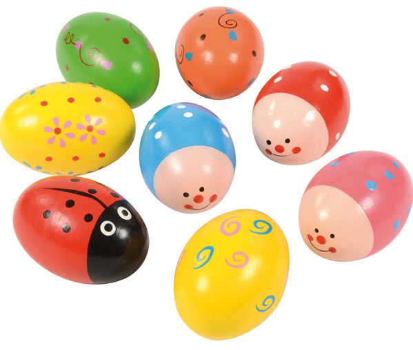 Motiv Rassel-Eier aus Holz, 8er Set