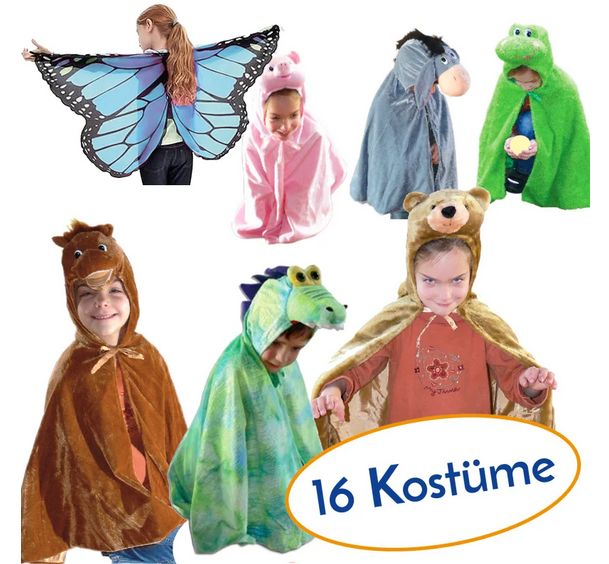 Schlüpfkostüme-Set "Lieblingstiere", 16-tlg.