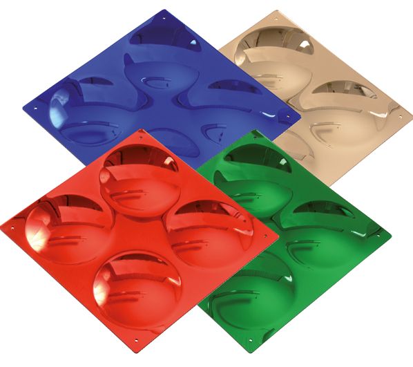 Farbige gewölbte Spiegel, 4er Set