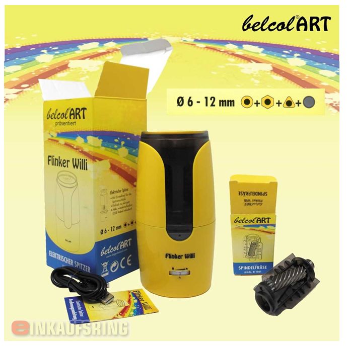 Elektrische Spitzmaschine "Flinker Willi" Fräse Set für Stifte Ø 6-12 mm - inkl. Ersatz-Spindelfräse
