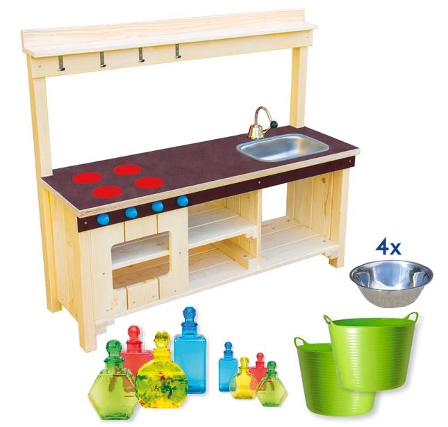 Matschküche massiv mit Pumpe "Flow"- Set 1