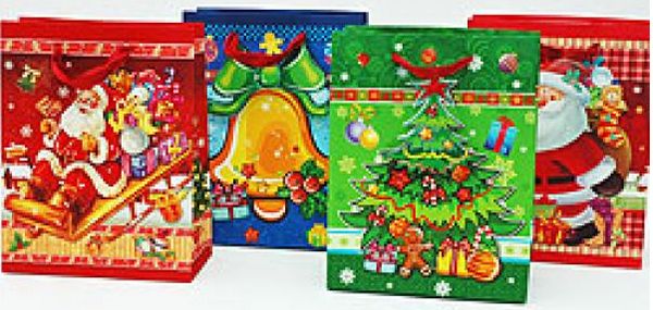 Große 3D-Weihnachtsgeschenktasche mit Glitter 4 Motive