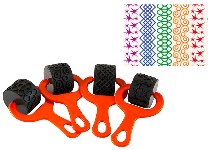 Mal- und Knet-Strukturroller Set 2, 4er Set