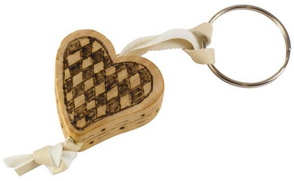 Schlüsselanhänger Herz mit Lederbändchen