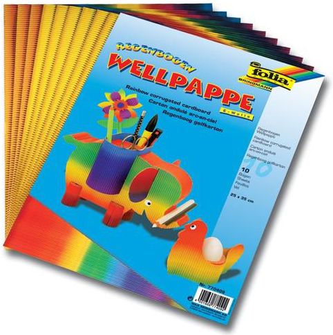 E-Wellpappe Regenbogenfarben doppelseitig gefärbt,  35 x 50 cm, 10 Bogen