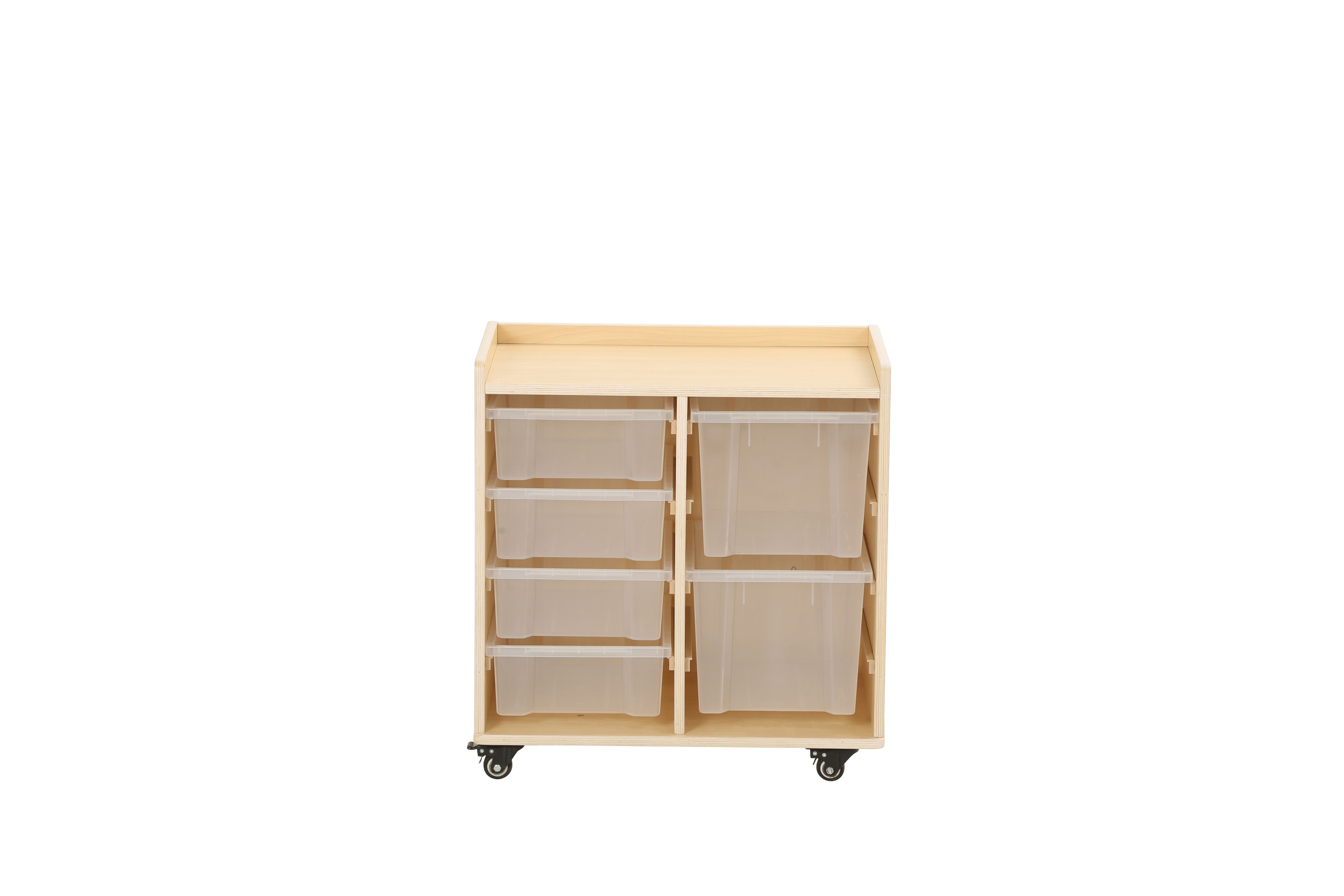 Mobiles Regal mit 6 Kunststoffboxen