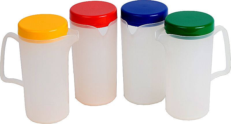 Kanne 0,6 Liter transluzent mit farbigem Deckel (PP)