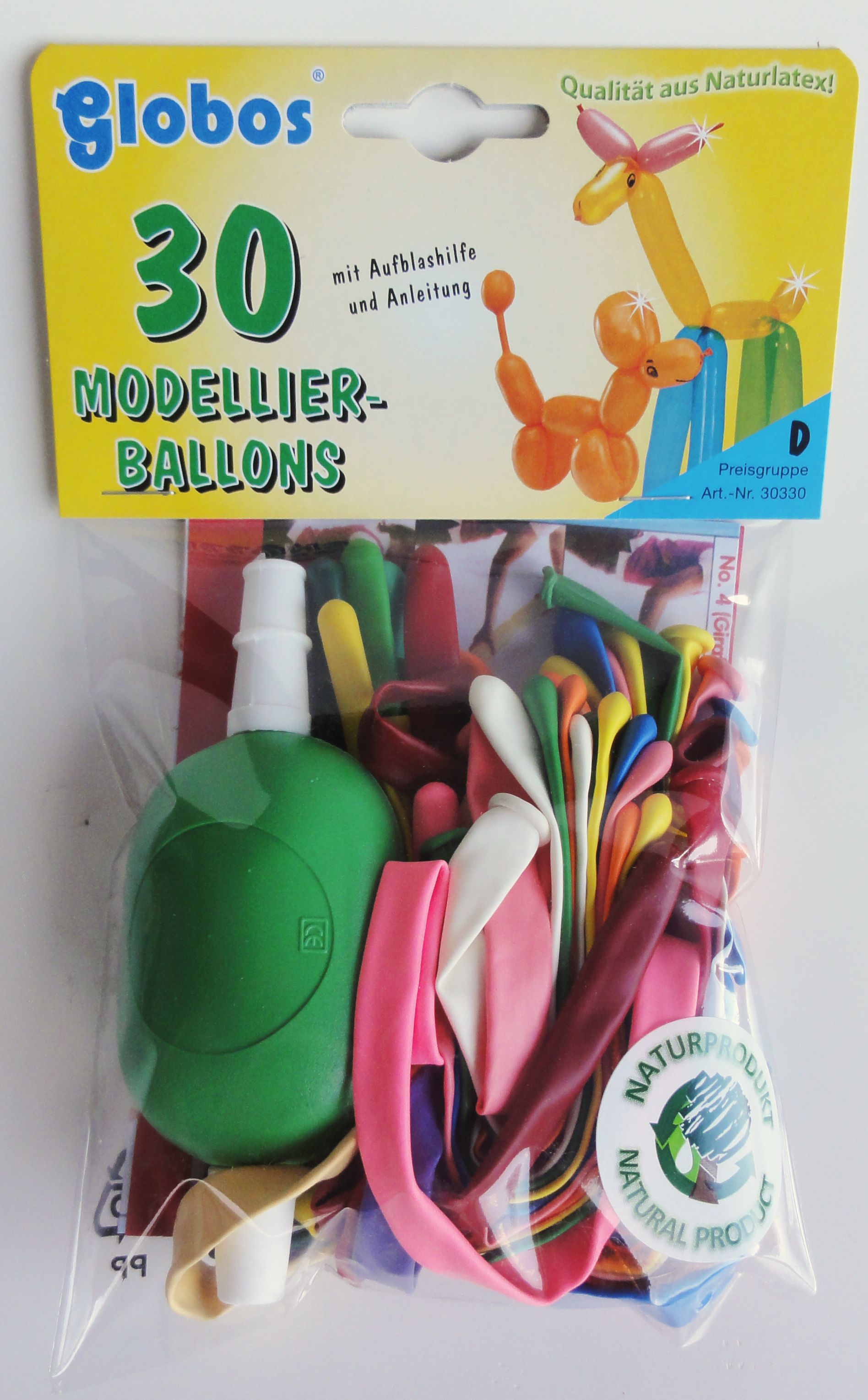 Modellierballons 30 Stück mit Aufblashilfe und Anleitung