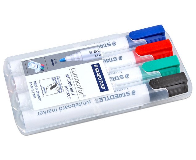 Staedtler Whiteboard-Marker, Set 4 Farben - trocken abwischbar