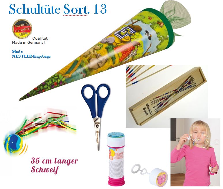 Zuckertüte / Schultüte Tier ABC & Delfine mit Inhalt - Sortiment 13