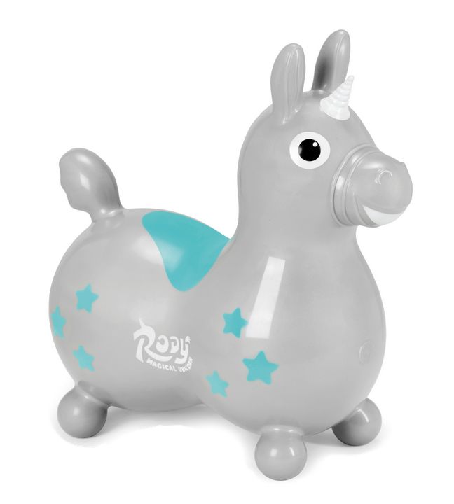Hüpftier Einhorn Rody, silbergrau