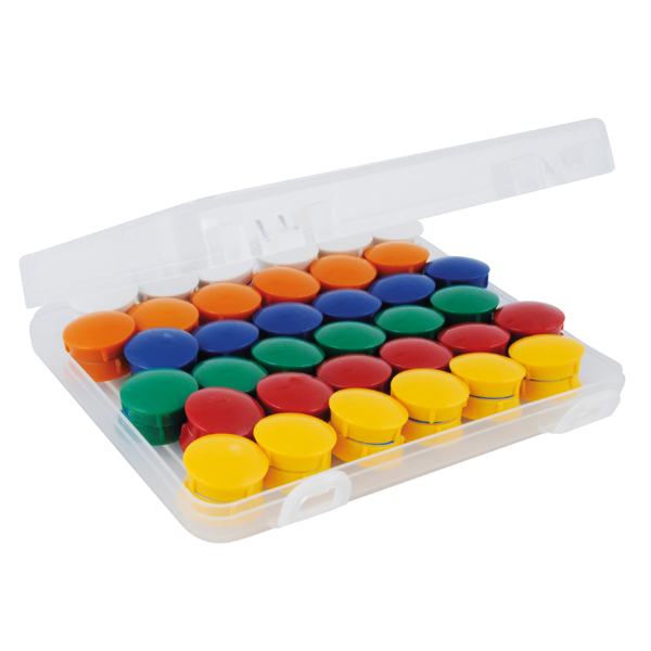 Haft-Magnete Ø 21 mm in Box, 72-tlg.
