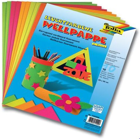 E-Wellpappe leuchtfarben doppelseitig gefärbt,  35 x 50 cm, 10 Bogen
