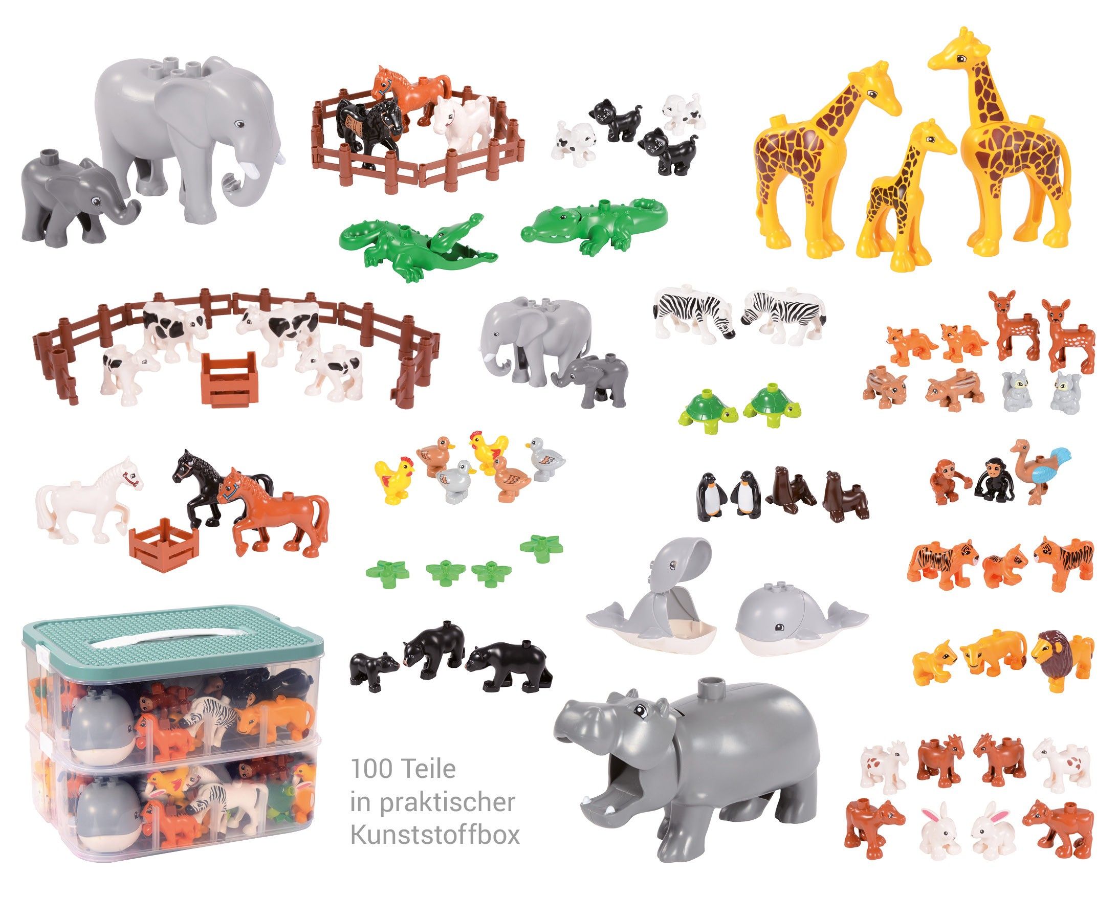 Klemmbausteine-Set Junior, Tiere und Zäune, 100-teilig - Eduplay