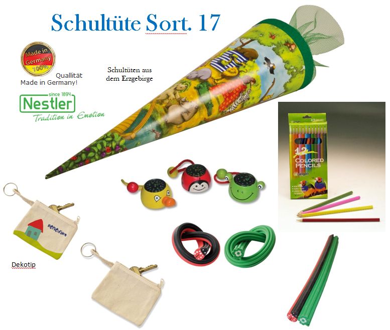 Zuckertüte / Schultüte Tier ABC & Delfine mit Inhalt - Sortiment 17