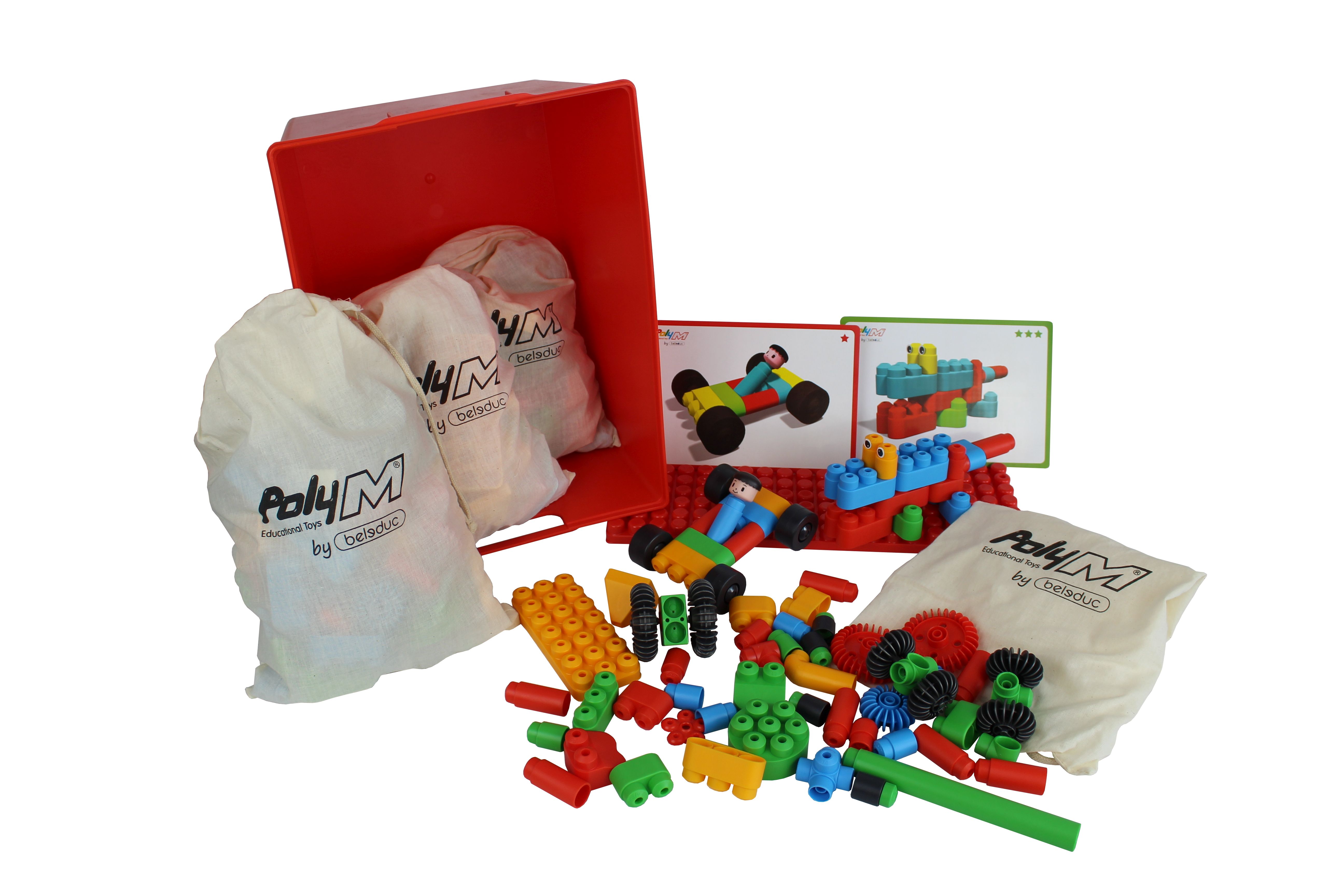 Poly-M Steckbausystem Lern-Set, 334 Spielteile, inkl. 30 Vorlagekarten