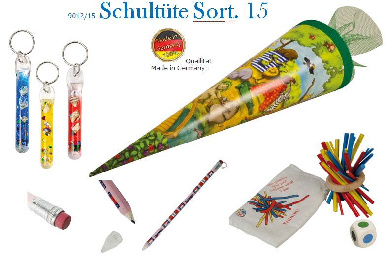 Zuckertüte / Schultüte Tier ABC & Delfine mit Inhalt - Sortiment 15