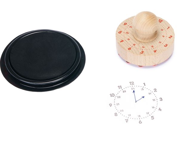 Holzstempel Uhr, inkl. Stempelkissen