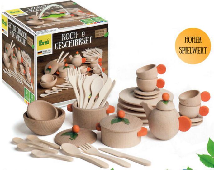 Koch- und Geschirrset Natur, 36-teilig