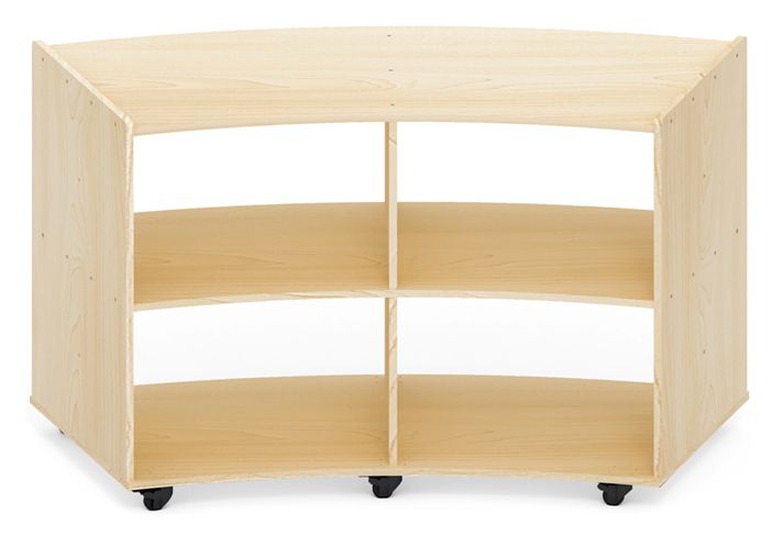 Mobiles Viertelkreis-Regal mit Rollen, 4 Fächer - "Owlaf"