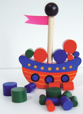 Geduldspiel "Piratenschiff" im Baumwoll- Zugbeutel