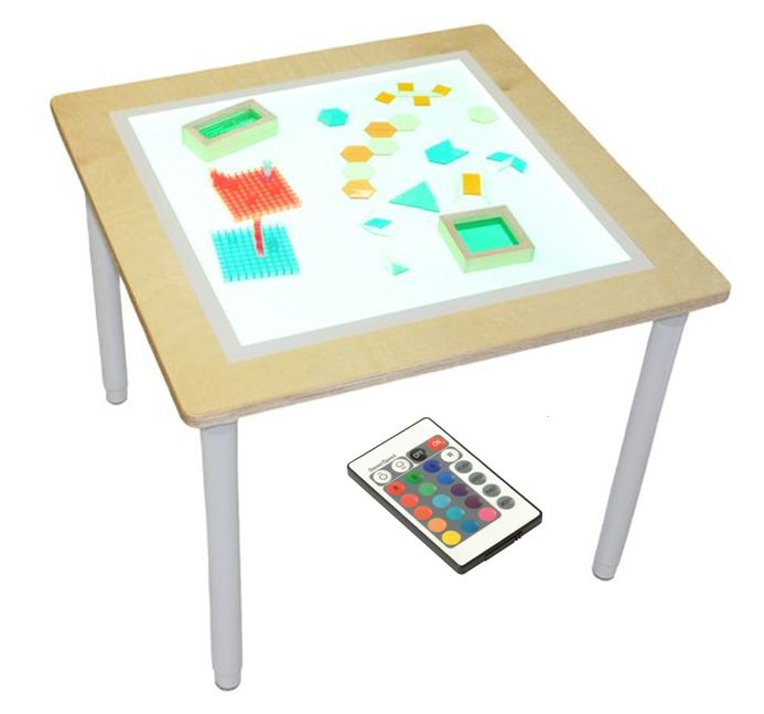 Leuchttisch farbig - höhenverstellbar L/B/H: 75 x 75 x 60/80 cm, inkl. Fernbedienung