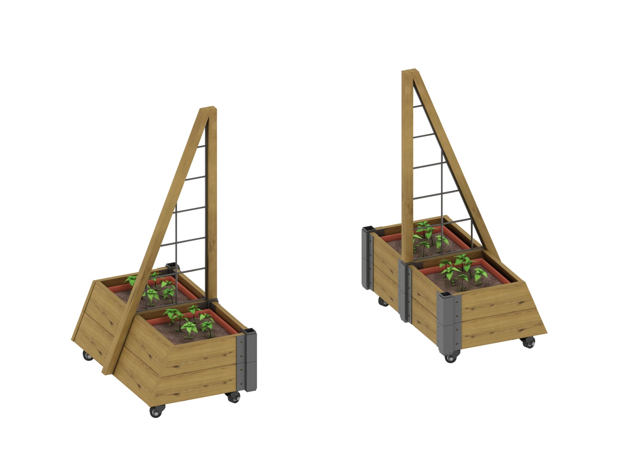 Mobiles Beet mit Dreieck-Rankgitter, 2er Set