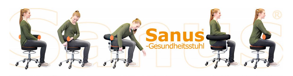 Sanus®-Gesundheitsstuhl Hochstuhl Kunstleder, Lehne 360° schwenk- und höhenverstellbar (LH)