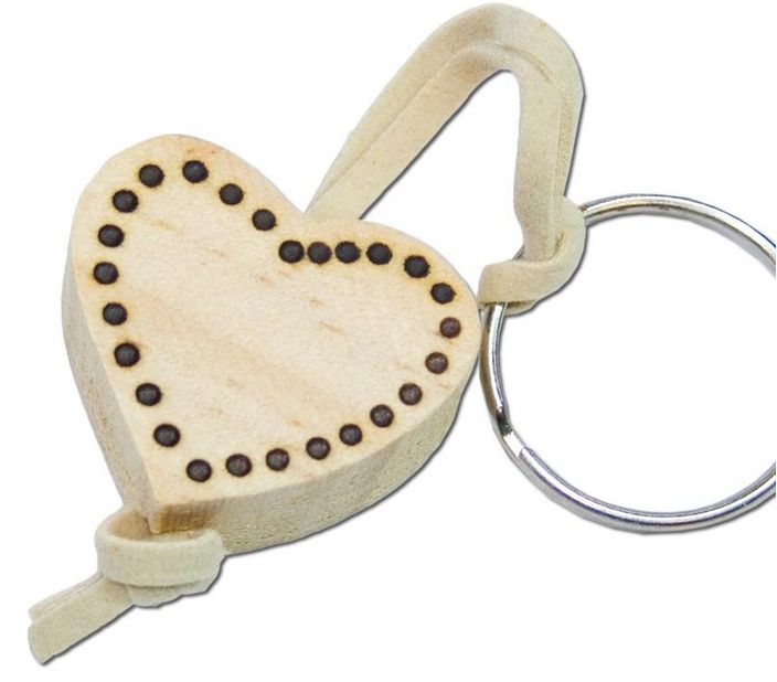 Schlüsselanhänger Herz mit Lederbändchen