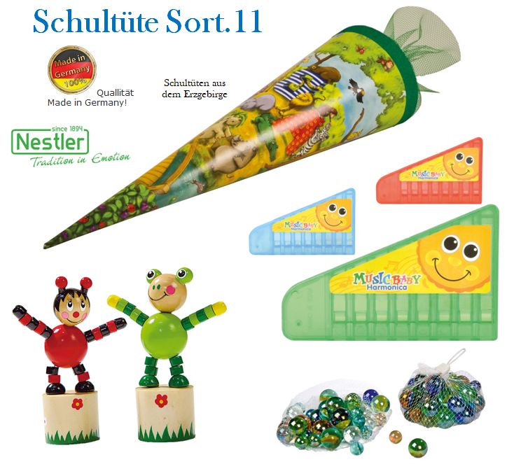 Zuckertüte / Schultüte Tier ABC & Delfine mit Inhalt - Sortiment 11
