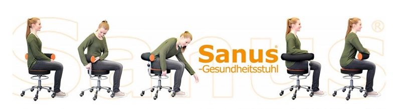 Sanus®-Gesundheitsstuhl Stoff, Lehne 360° schwenk- und höhenverstellbar (LH)