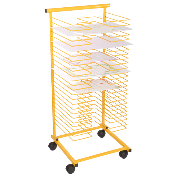 Papier-Trockenwagen mit Rollen, gelb