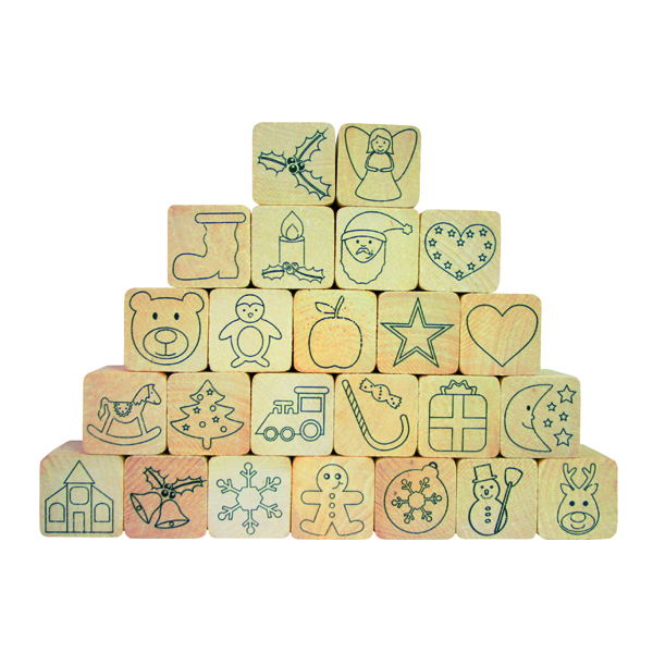 Holz-Stempelset Adventskalender 24-tlg.